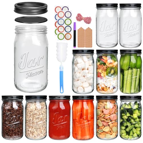 Wide Mouth Mason Jars 32 oz 12 Pack (32oz - Jar Split)
