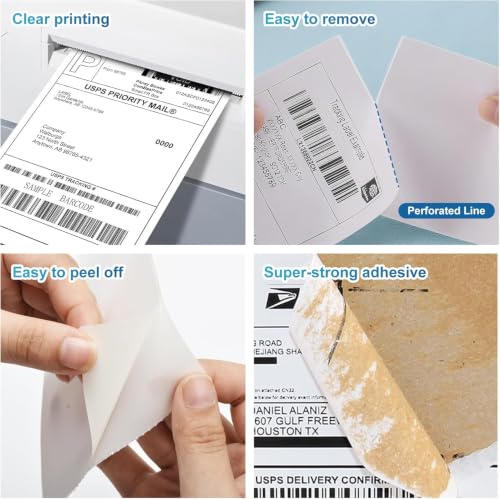 4x6 Blank Direct Thermal Shipping Labels for Zebra 2844 Zp (1500 Count)