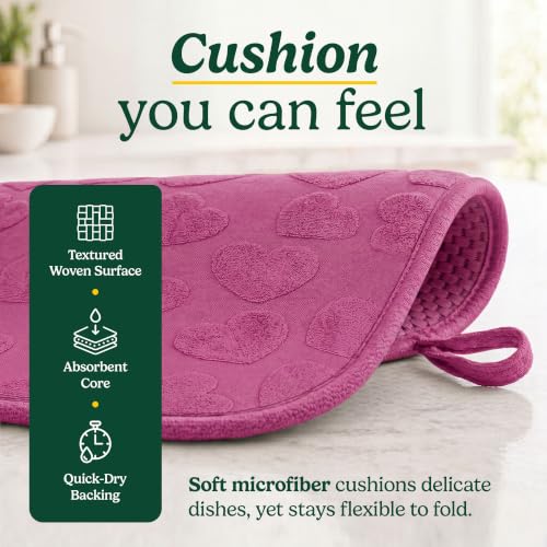 Cuisinart Dish Drying Mat for Kitchen Counter (Hearts Pink)