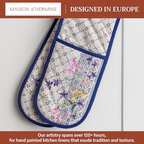 Double Oven Mitts 100% Cotton Double Oven Glove (015 - Faience / 7" x 35" (Double Oven Mitt))