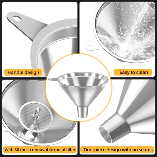 3 Pack Stainless Steel Kitchen Funnel Set (3 Count)