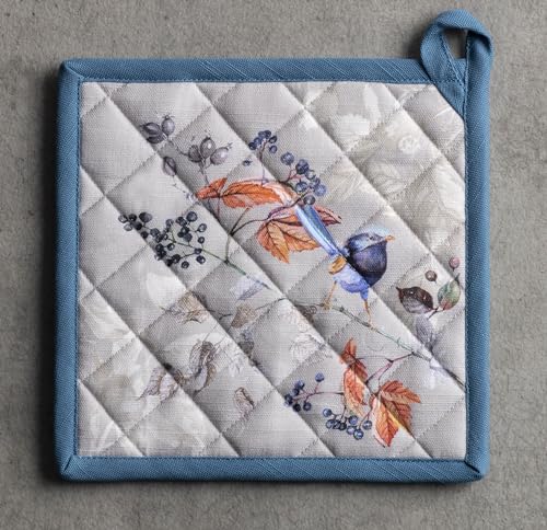 Pot Holders 100% Cotton Potholders (037 - Equinoxe - Grey / 8" x 8" (Pot Holder Pack of 2))