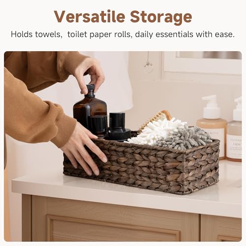 Small Toilet Paper Basket (Brown(water Hyacinth) / 15 ¾"L x 6 ½"W x 4 ¼"H)