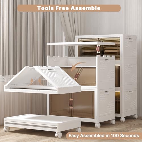 672QT Stackable Storage Bins with Lids (White / 29.5"L)