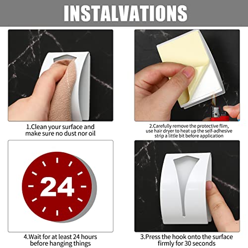 4 Pcs Self Adhesive Kitchen Towel Hook Holder (Black, White)
