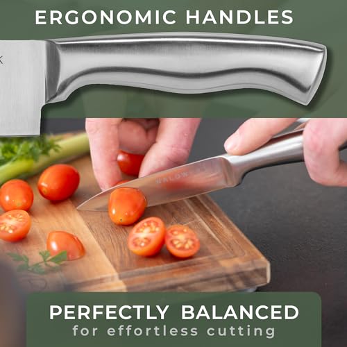 Knife Set 7pcs Kitchen Knife Set with Block and Integrated Sharpener (7 Pieces)