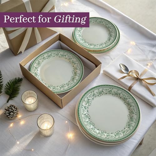 Royal 12 Piece Porcelain Dinnerware Set for 4 (Aster Green / 12)