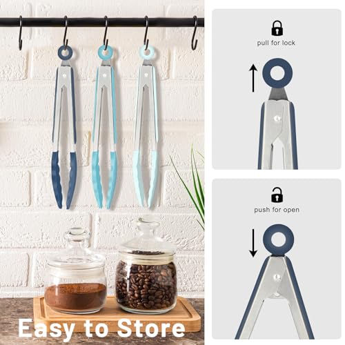 Small Silicone Kitchen Tongs 7 (Gradient Blue)