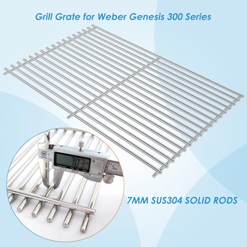 7528 7524 19.5" Grill Grates for Weber Genesis 300 Series Genesis E310 E320 E330 S310 S320 S330 EP310 EP320 EP330 for Weber Genesis 300 Grill Parts (19 1/2" x 12 3/4"SS)