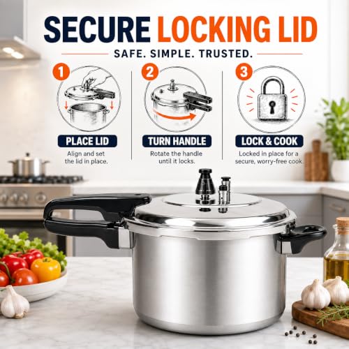 Pressure Canner Release Valve Aluminum Canning Pot Cooker Pot Stove Top Instant Fast Cooking Pot Stewing Locking System (6 Quarts)