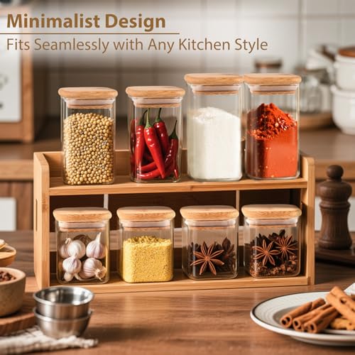 12 Pack 10 oz Square Glass Spice Jars with Lids and Labels (12PCS / 10oz)