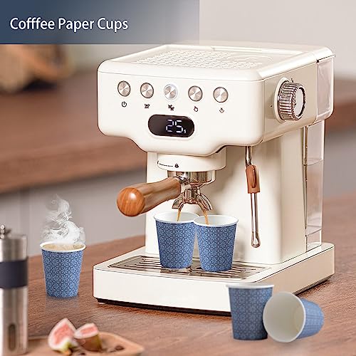 300 Pack Paper Cups 8 oz Bulk Disposable Coffee Cups Navy Floral (Navy / 8 oz-300)