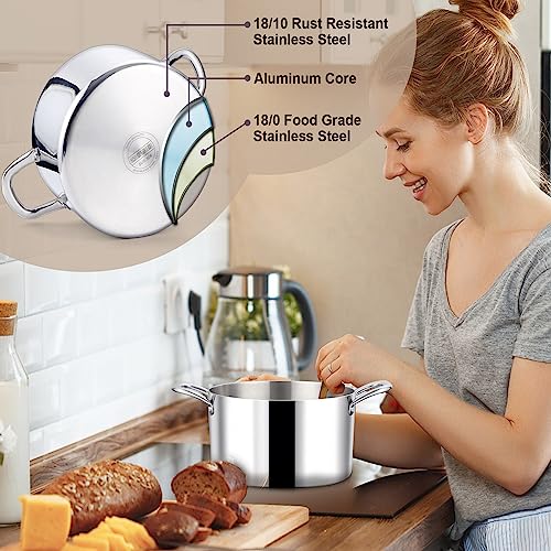 6QT 18 10 Stainless Steel Stockpot with Lid (6 Quarts)