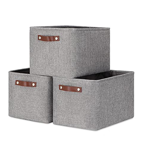 Medium Storage Baskets for Organizing (Grey / L-15"x11"x9.5")