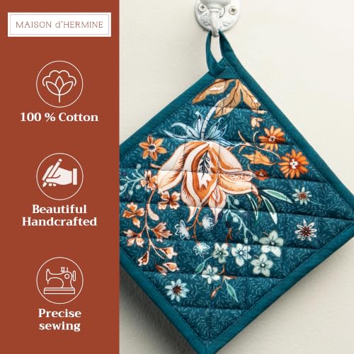 Pot Holders 100% Cotton Potholders (048 - Luxury Loft - Dark Teal / 8" x 8" (Pot Holder Pack of 1))