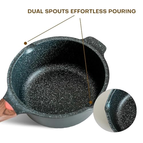 3QT & 4QT Sauce Pot Set with Lids (Black / 3 Quarts + 4 Quarts)