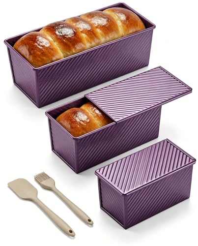 3 Piece Pullman Loaf Pan with Lid (Plum Purple / 2.2LB+1LB+0.5LB)