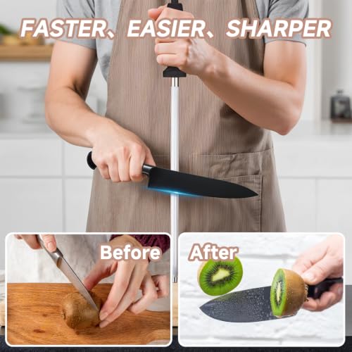 12" Professional Carbon Steel Knife Honing Rod with Hanging Holes (12 inches)