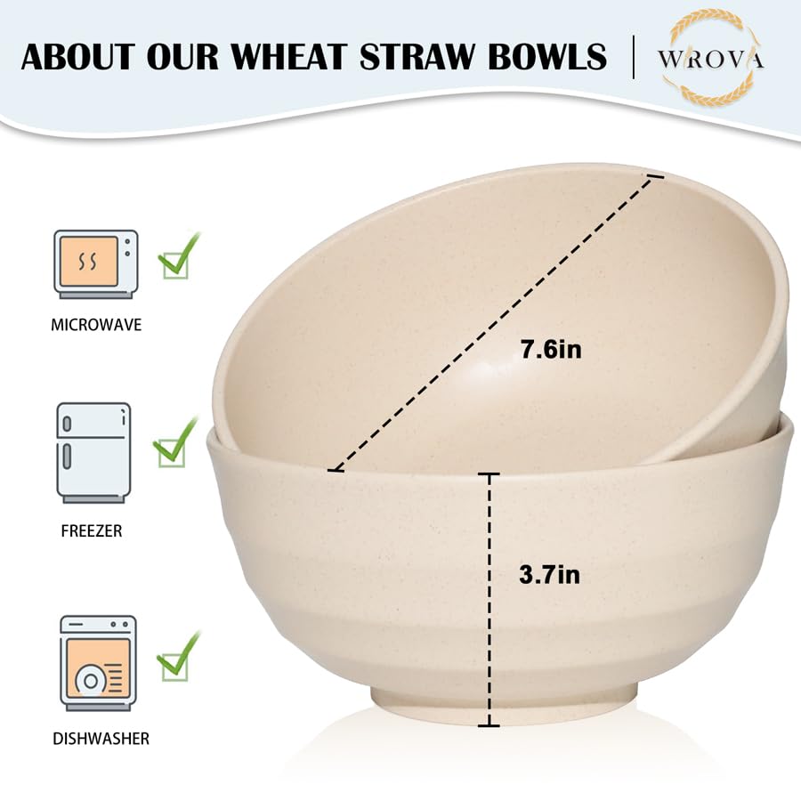 Wheat Straw Bowls Set 60 OZ (60 oz / Beige)