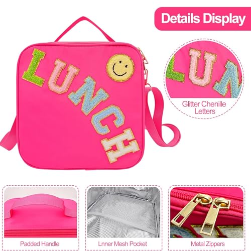 Insulated Lunch Bag With Adjustable Shoulder Strap (Rosy Red)