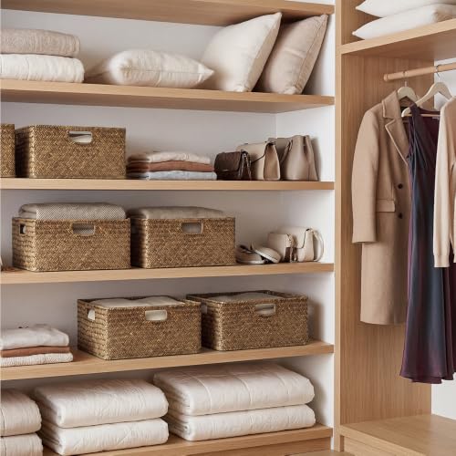 Extra Large Wicker Baskets for Organizing (Brown (Seagrass) / 16½"L x 13"W x 7½"H)