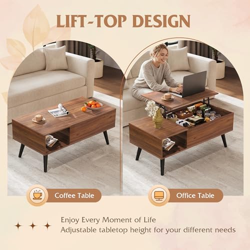Lift Top Coffee Table with Hidden Storage (Aged Walnut / 39")