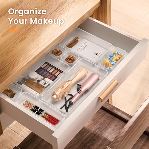 Military Grade】 Drawer Organizer for Vanity Bathroom Makeup Desk (28 Count)