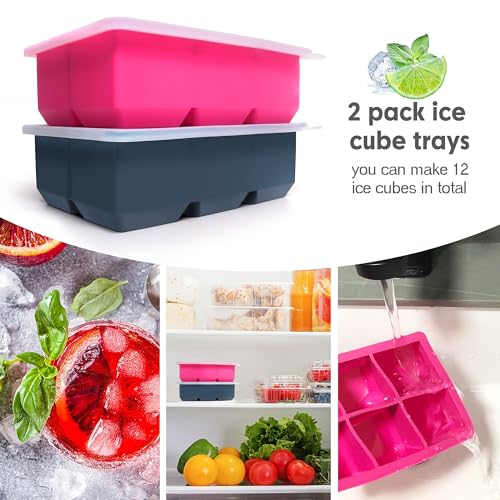 Silicone Ice Cube Trays (Dark Gray and Rose)