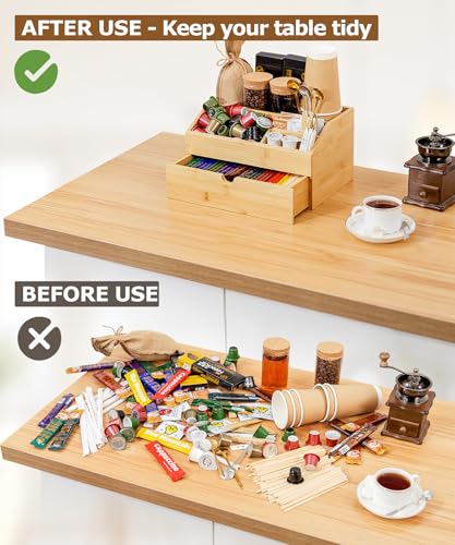 Coffee Bar Organizer Countertop with Drawer