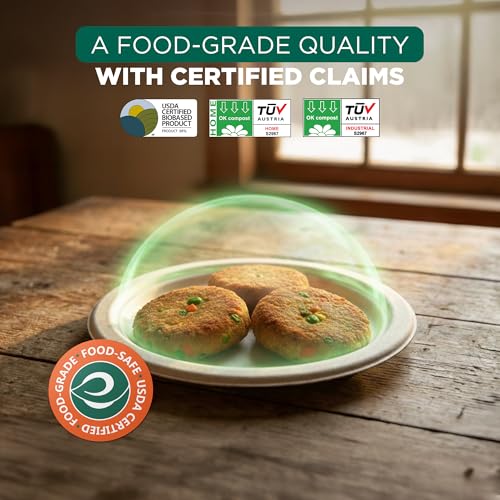 6 Inch Disposable Bagasse Paper Plates (6" [Natural])