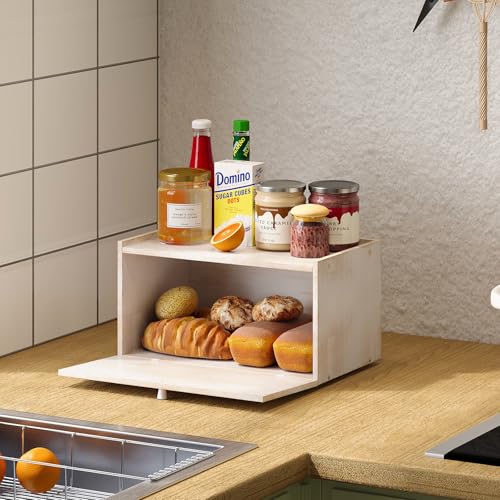 Bamboo Bread Box for Kitchen Counter Farmhouse Bread Storage Container Large Capacity Bread Storage Bin Bread Holder