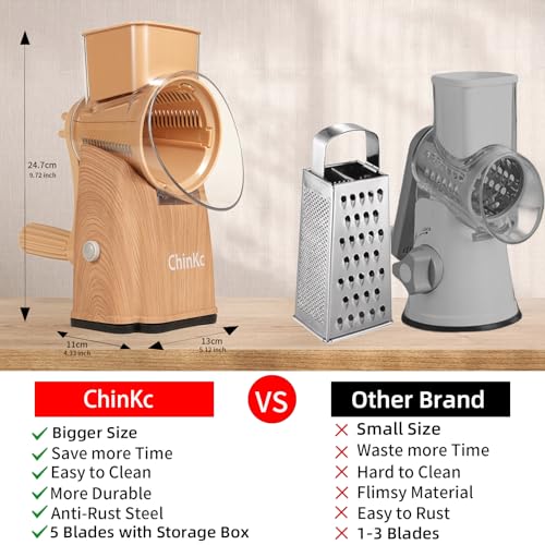 Upgrade Rotary Cheese Grater Shredder with Handle (014)