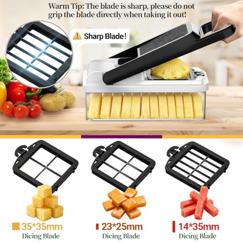 15-in-1 Vegetable Chopper 10 Blades, Veggie Cutter with Handle, Black/White (Black / 10 blades)