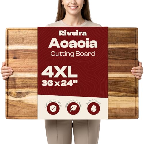 Extra Large Acacia Wood Cutting Board for Kitchen (36.6"L x 24.5"W)