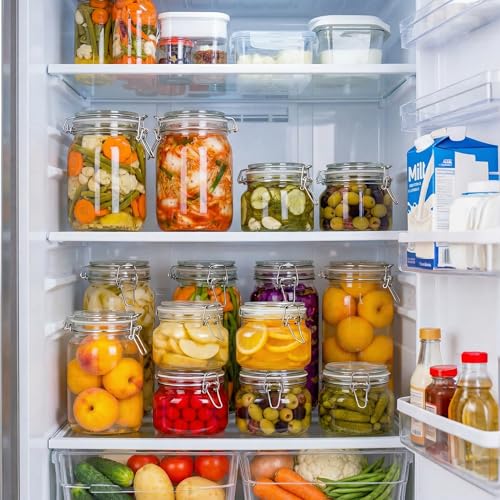 50oz Large Square Glass Jars with Airtight Lids (Square-50OZ Set-3 Pack)