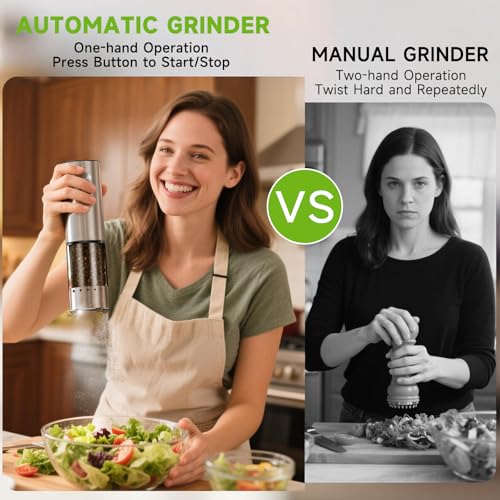 Electric Automatic Salt and Pepper Grinder Set of 2