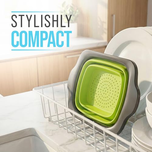 Green XL Collapsible Silicone Over Sink Colander