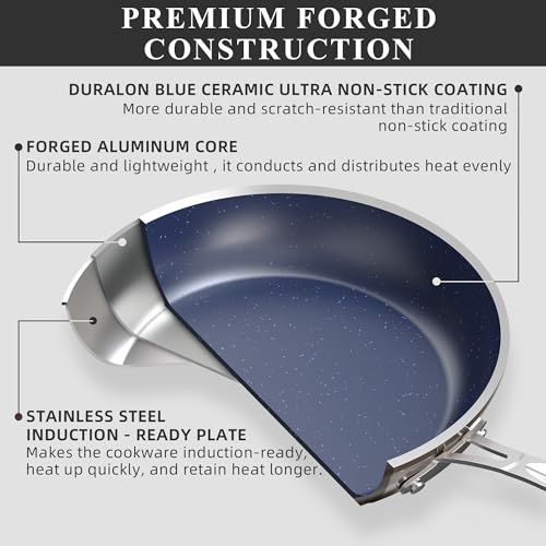 Healthy Duralon Blue Ceramic Nonstick Cookware Set (Metallic Mocha Brown / 12pc Cookware Set / Cookware Set)