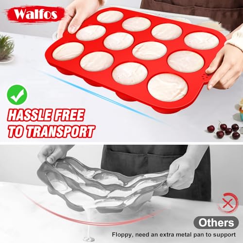Silicone Muffin Pan with Metal Frame (2 Pcs: 12 Cups with frame, Regular)