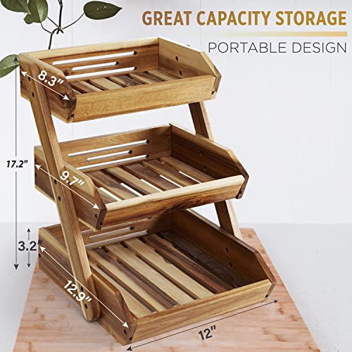 3 Tier Fruit Basket for Kitchen (Natural / 3 Tier)