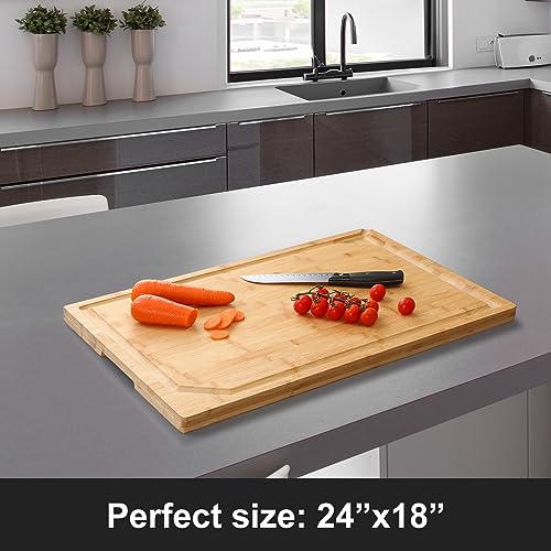 24 x 18 Extra Large Bamboo Serving Boards for Kitchen (Natural / 24"L x 18"W)