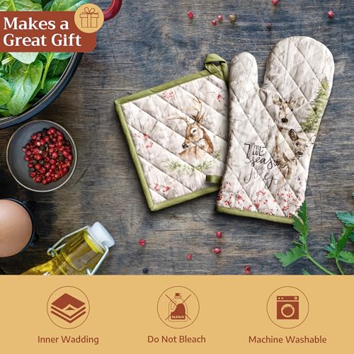 Maison d'Hermine Oven Gloves 100% Cotton Oven Mitt (091 - Mountain Life / 7.5" x 13" (Oven Mitt))