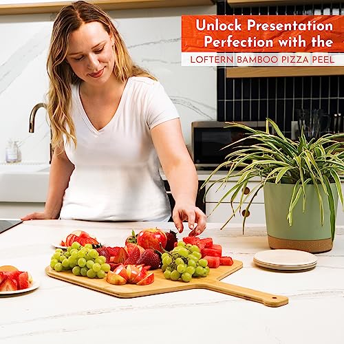 Wooden Pizza Peel 14 Inch Board with Engraved Sizes (Natural(14 inch))