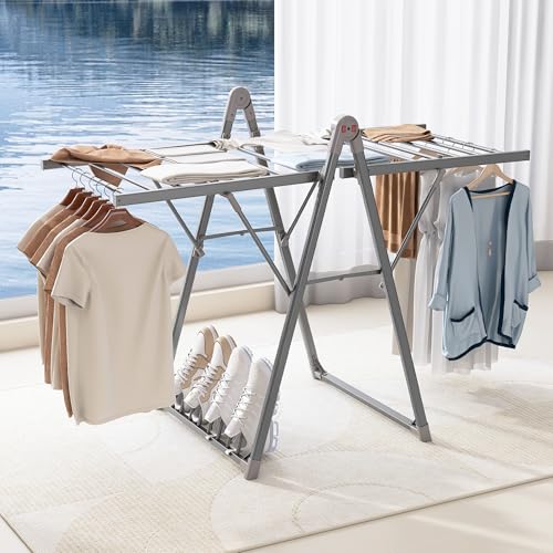 Heating Clothes Drying Rack Foldable Shoes Socks Space Gray