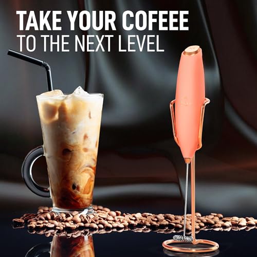 Powerful Milk Frother Wand With Duracell Batteries (Gift Box Rose Peach / Z1 Motor + Batteries)