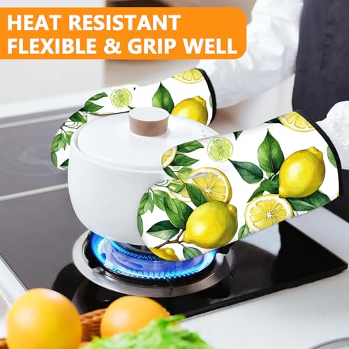 Lemon Fruits Oven Mitts and Pot Holders Sets 4Pcs (Lemon Fruits)