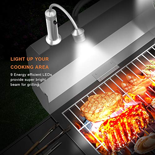 Barbecue Grill Light Magnetic LED Flexible Gooseneck Grilling Accessories (Silver)