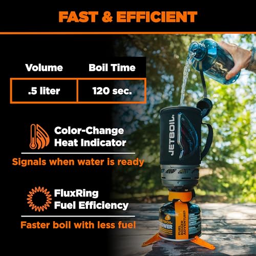 Flash 1.0L Portable Fast Boil Stove for Camping and Backpacking with 1 (Carbon / 1 Liter)