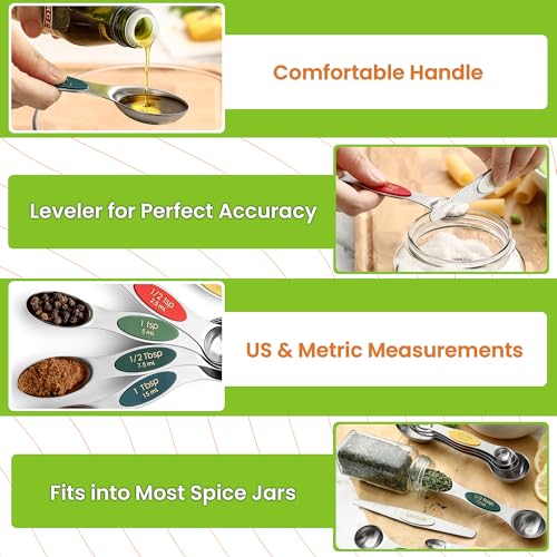 Stainless Steel Magnetic Measuring Spoons Set of 8 (Very Merry / 1-Pack)