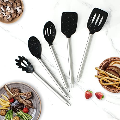 Silicone Cooking Utensils (Speckled Black / 5 Pieces)